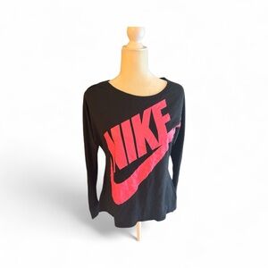 Nike Black Long Sleeves w Bold Pink Logo